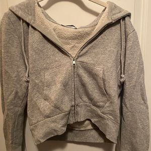 Cropped, zip up sweatshirt